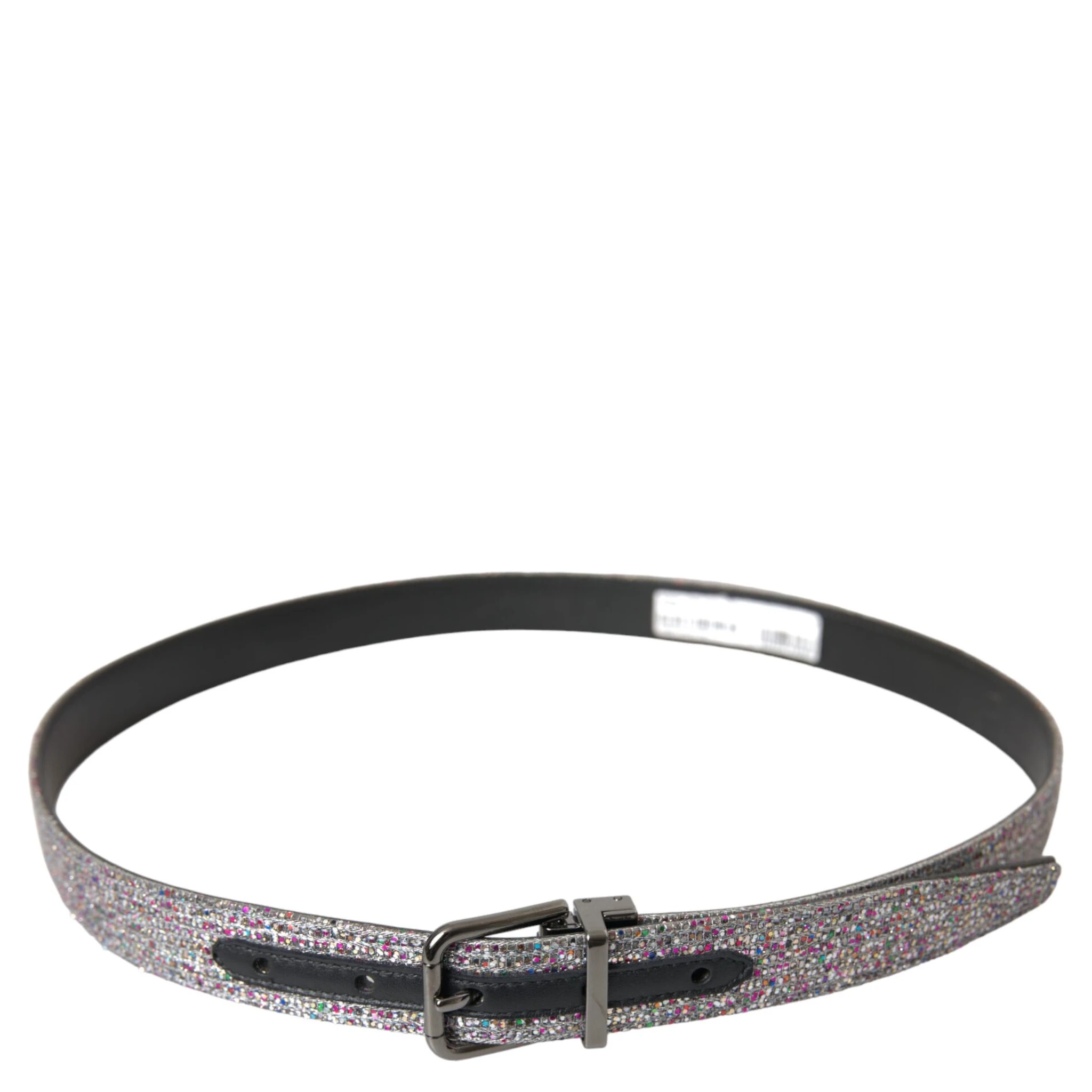Multicolor Embellished Silver Metal Buckle Belt