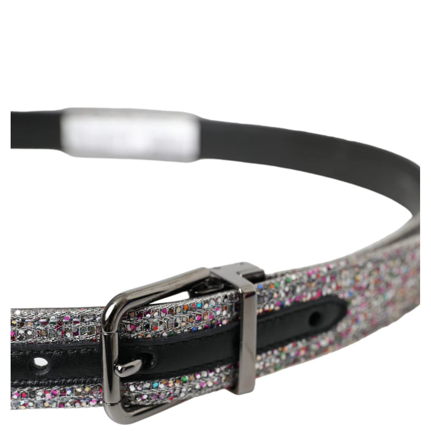 Multicolor Embellished Silver Metal Buckle Belt