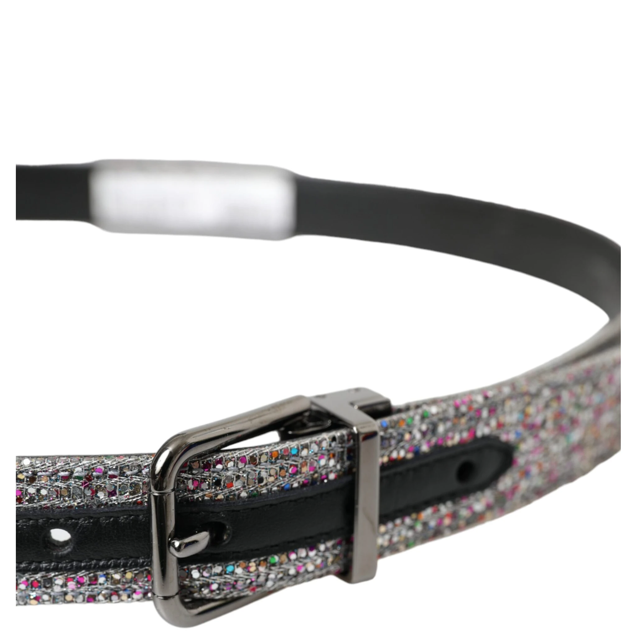 Multicolor Embellished Silver Metal Buckle Belt