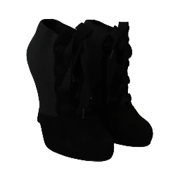 Black Suede Stretch Ankle Boots Booties Shoes