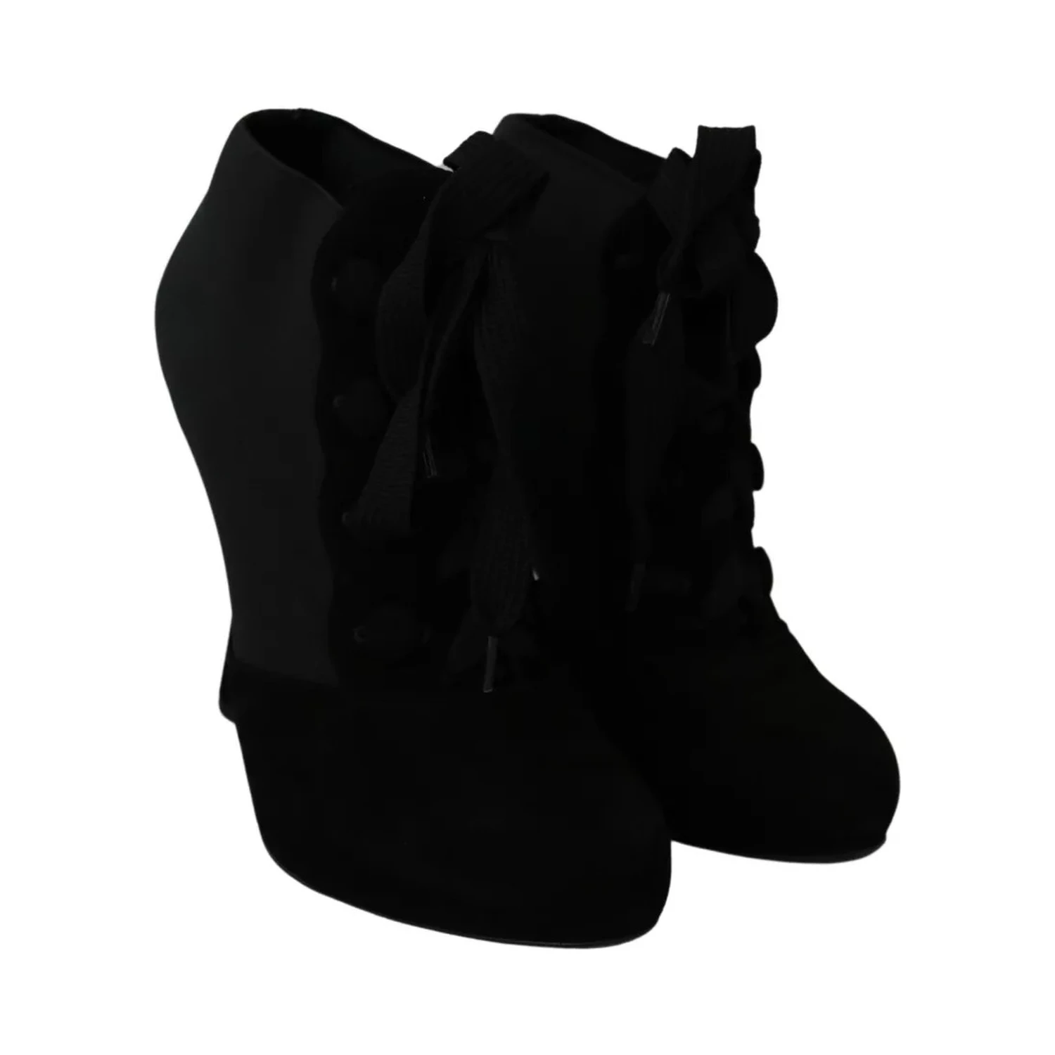 Black Suede Stretch Ankle Boots Booties Shoes