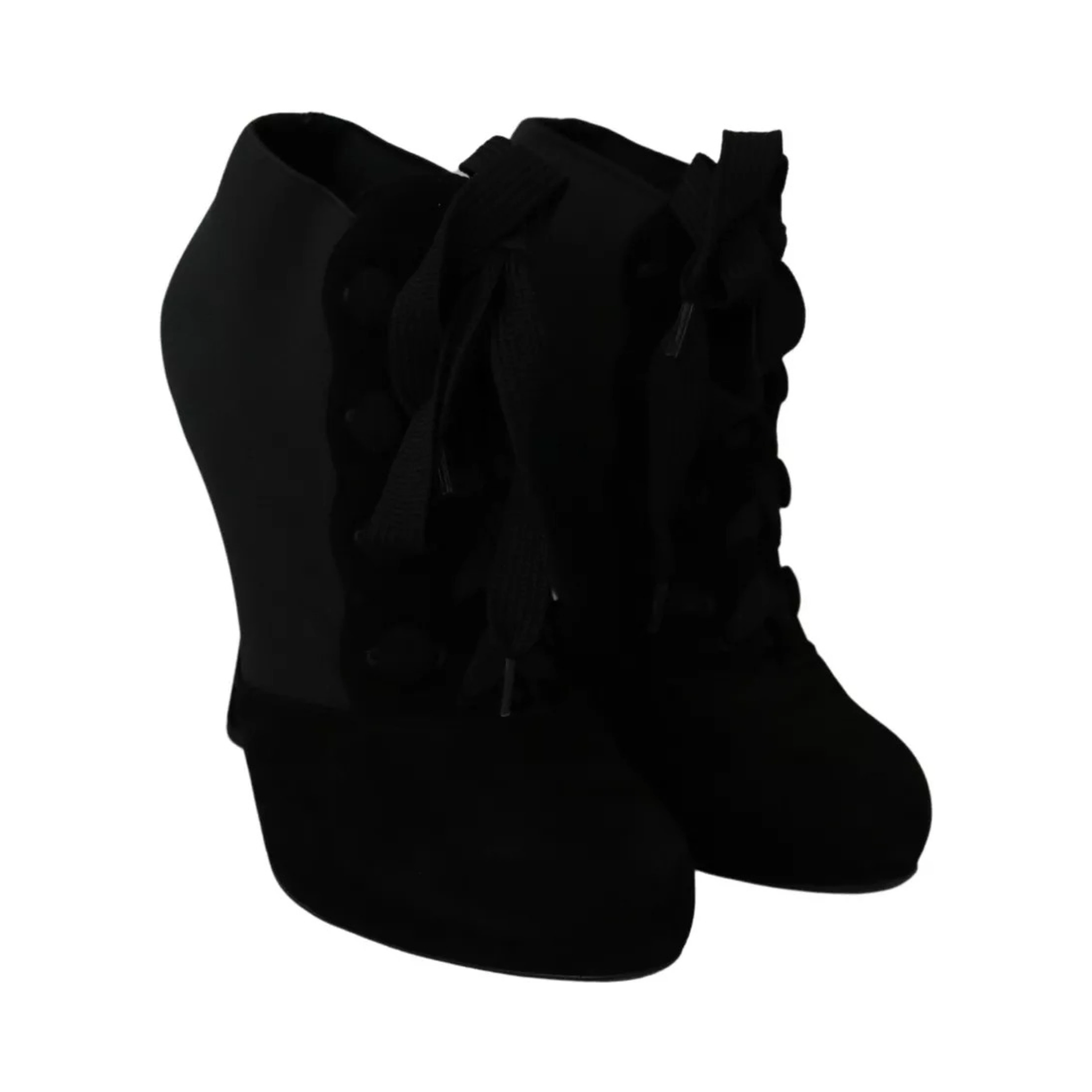 Black Suede Stretch Ankle Boots Booties Shoes