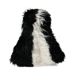 Black White Stripes Mohair Fur Bucket Hat