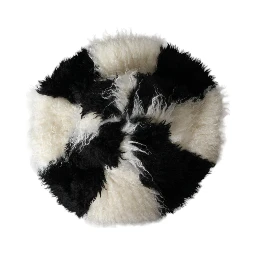Black White Stripes Mohair Fur Bucket Hat