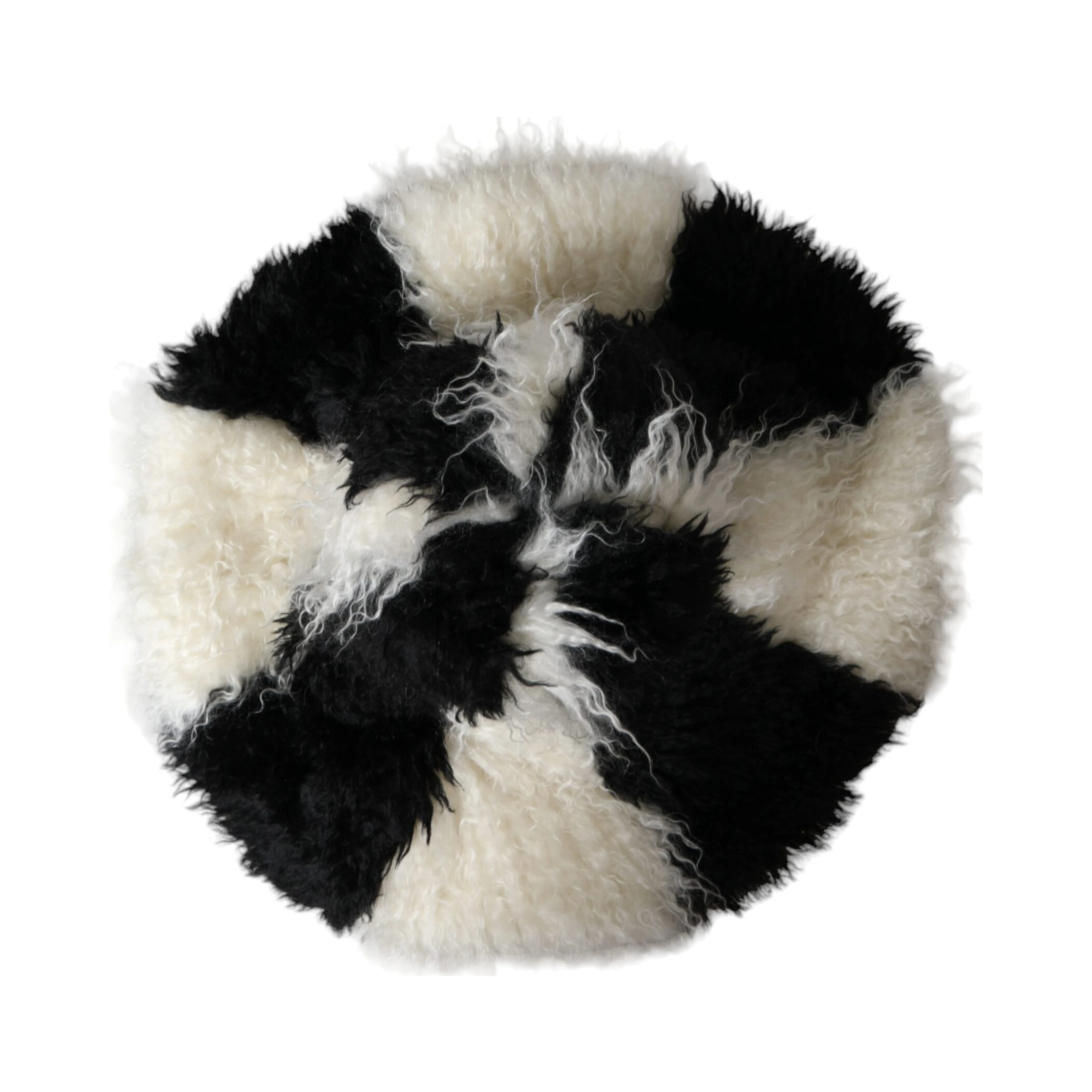 Black White Stripes Mohair Fur Bucket Hat