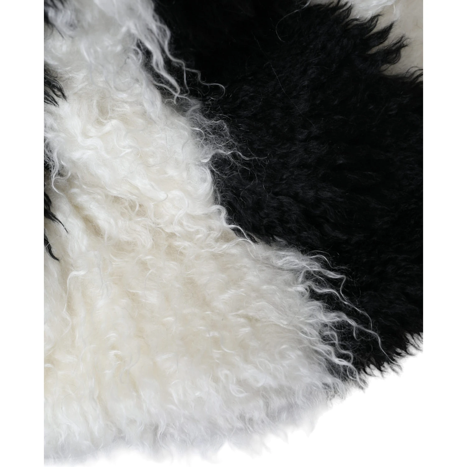 Black White Stripes Mohair Fur Bucket Hat