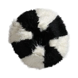 Black White Stripes Mohair Fur Bucket Hat