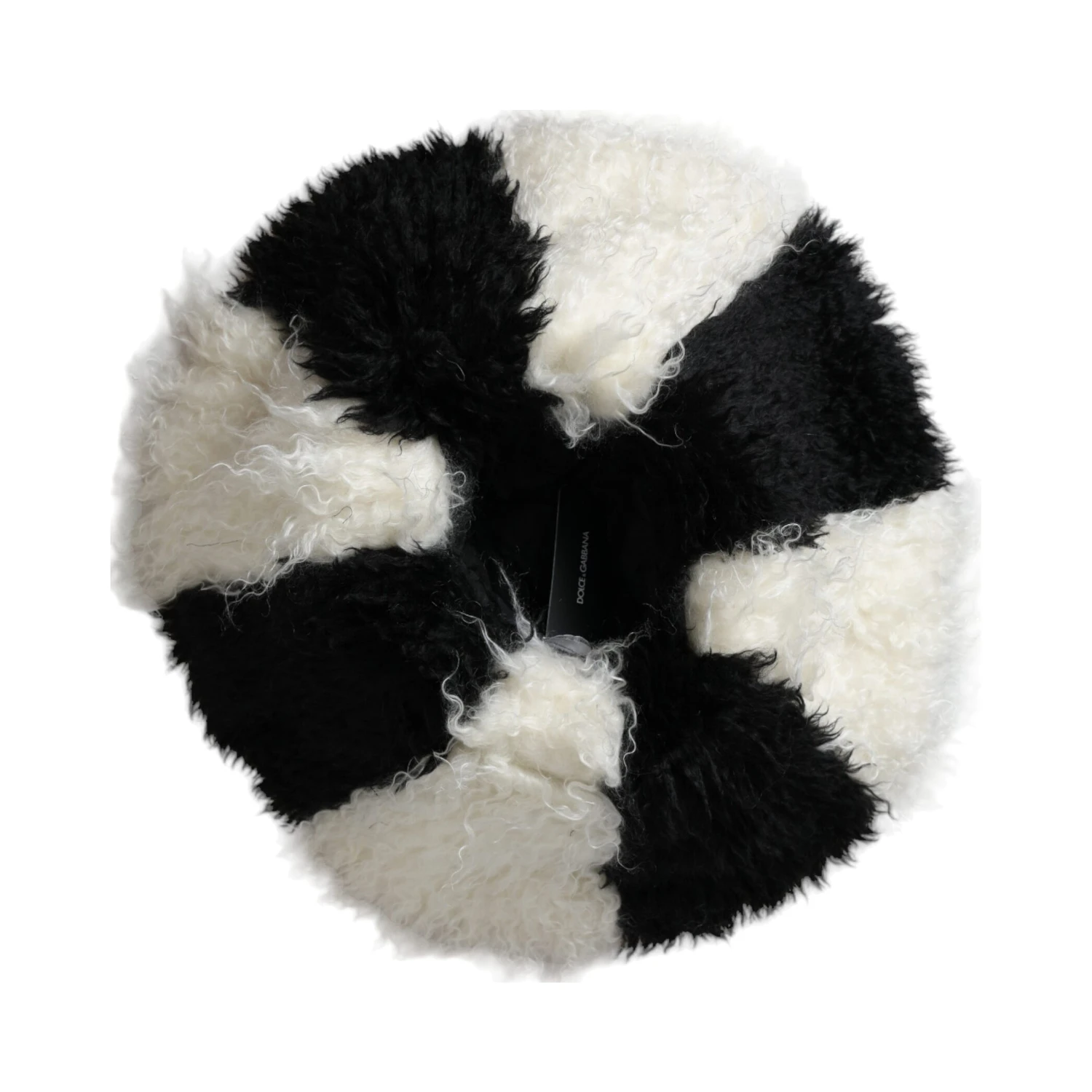 Black White Stripes Mohair Fur Bucket Hat