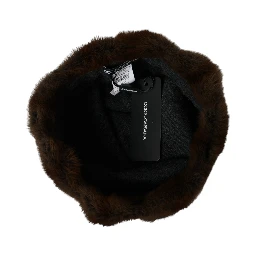 Brown Weasel Fur Womens Cashmere Hat Beanie