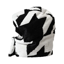 Black White Wool Whole Head Wrap Hat