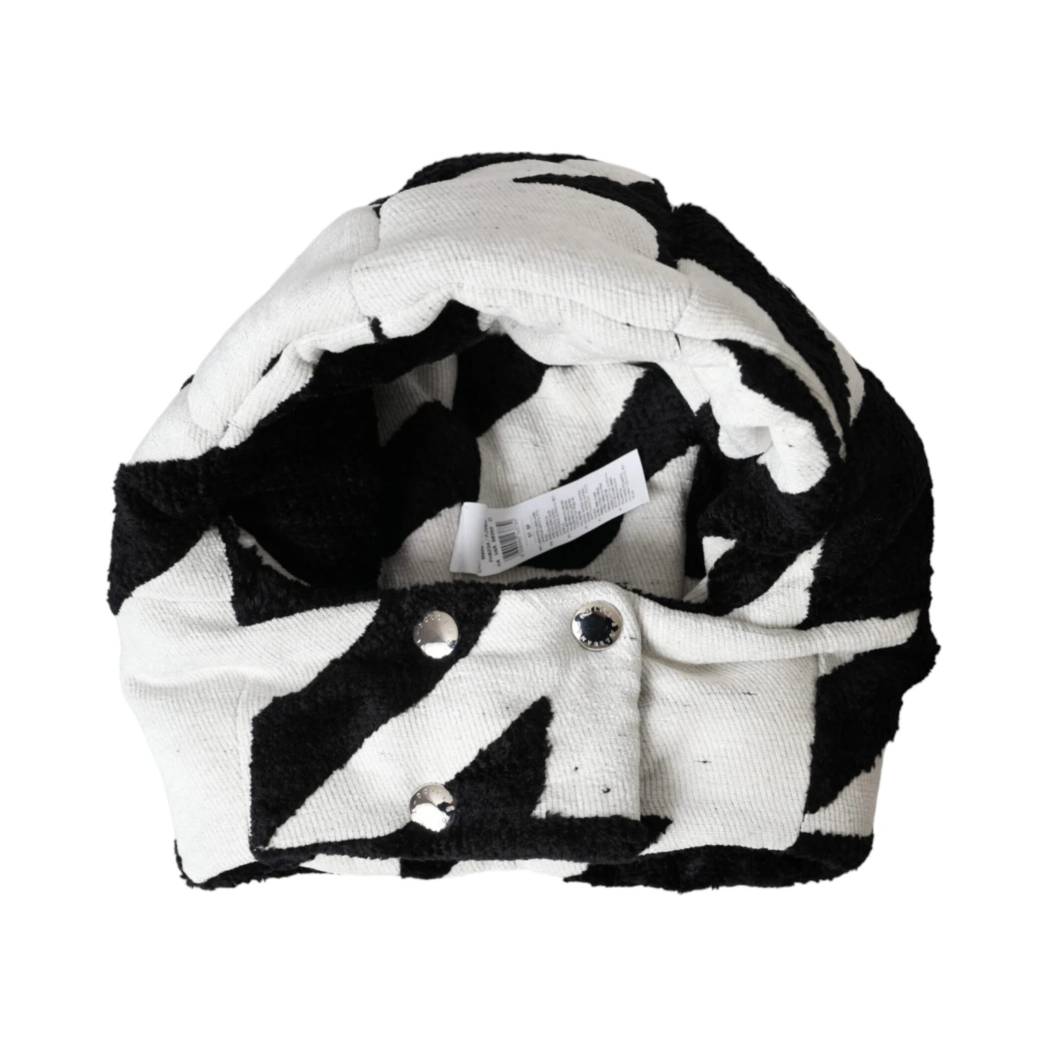 Black White Wool Whole Head Wrap Hat