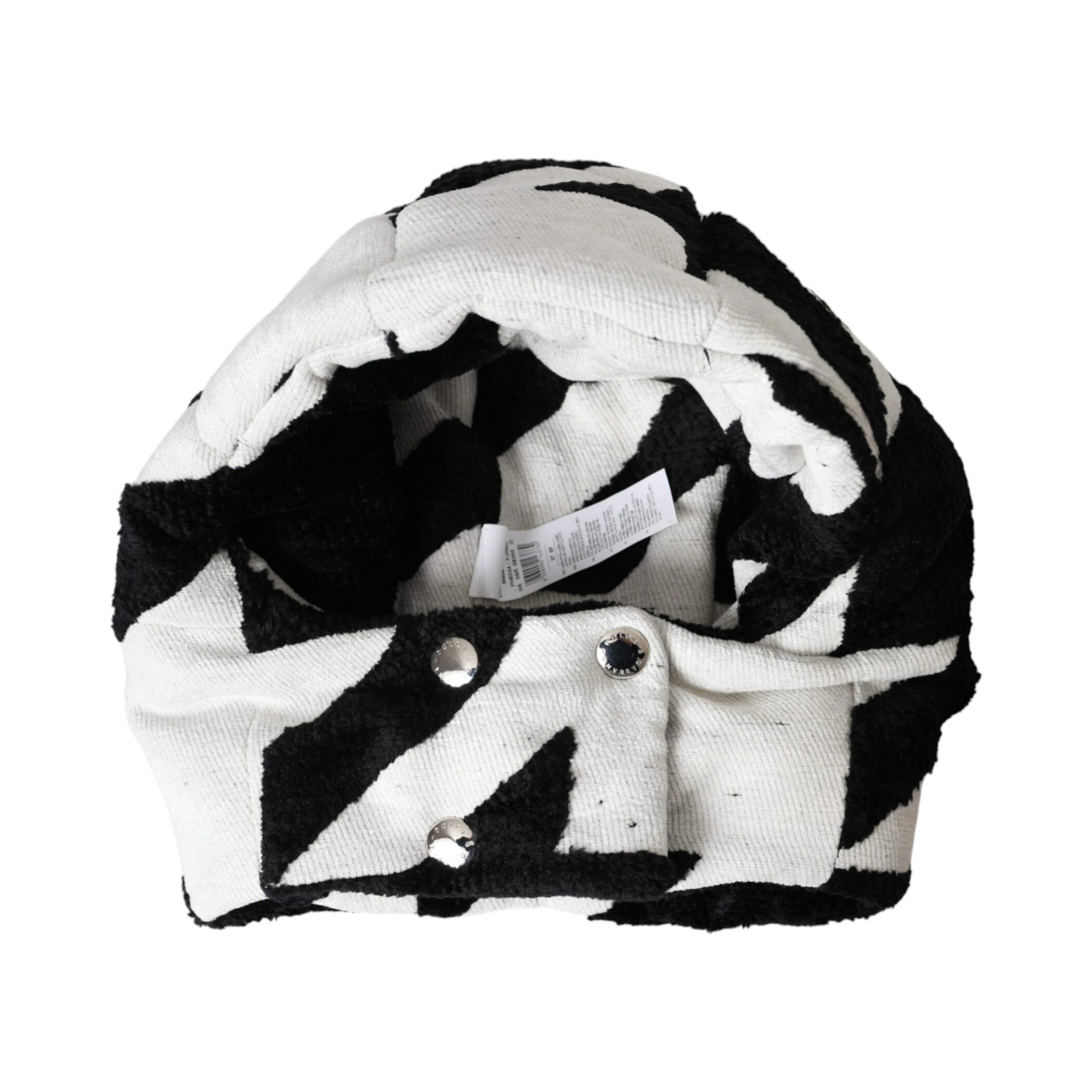 Black White Wool Whole Head Wrap Hat