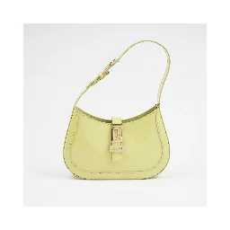 Greca-detail Leather Shoulder Bag In Yellow