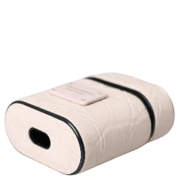 Light Pink Leather Metal Logo Plaque Airpods Case