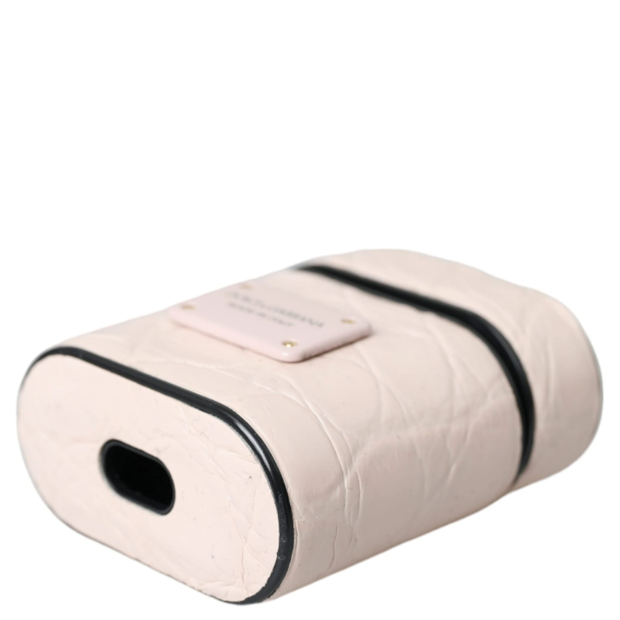 Light Pink Leather Metal Logo Plaque Airpods Case