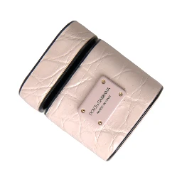 Light Pink Leather Metal Logo Plaque Airpods Case