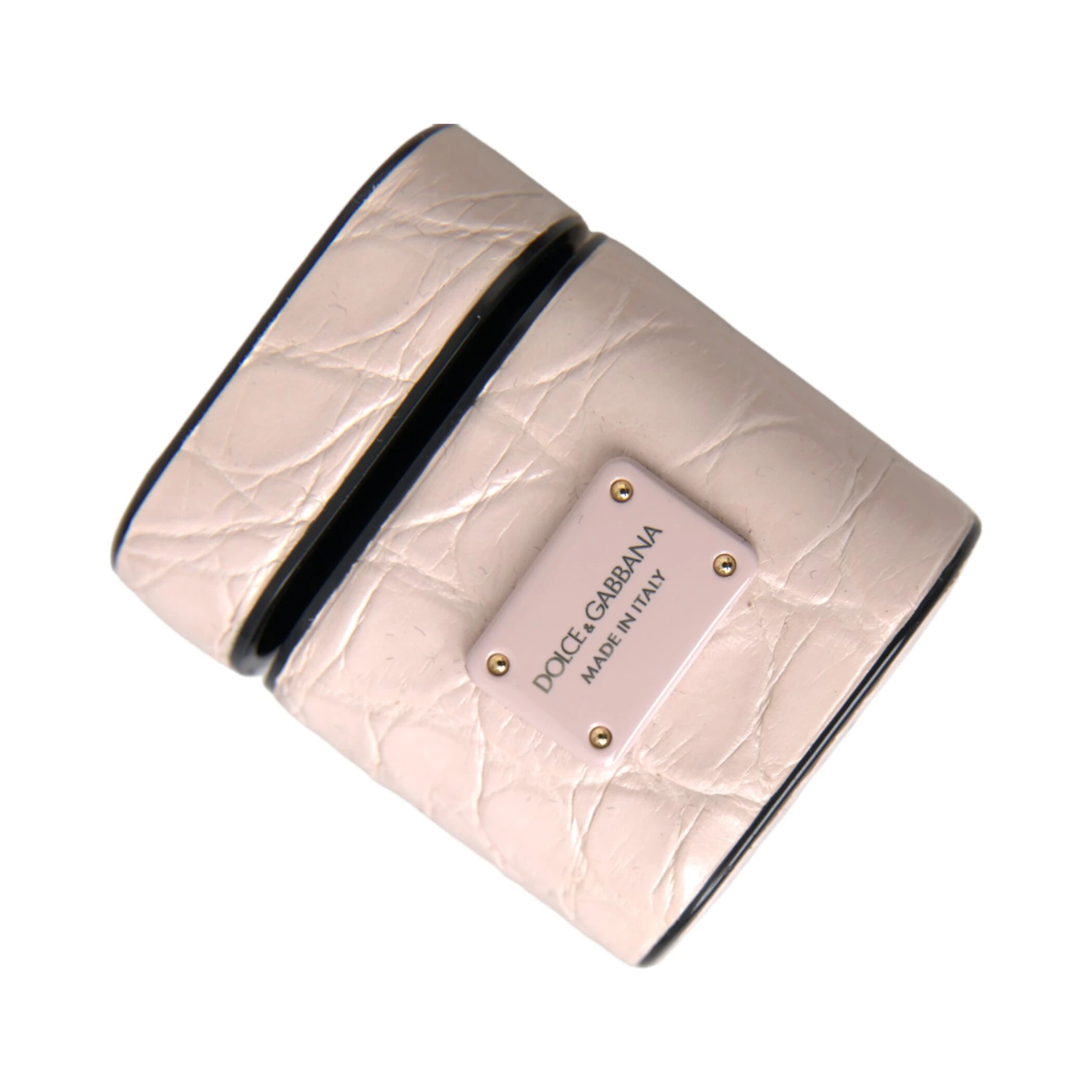 Light Pink Leather Metal Logo Plaque Airpods Case