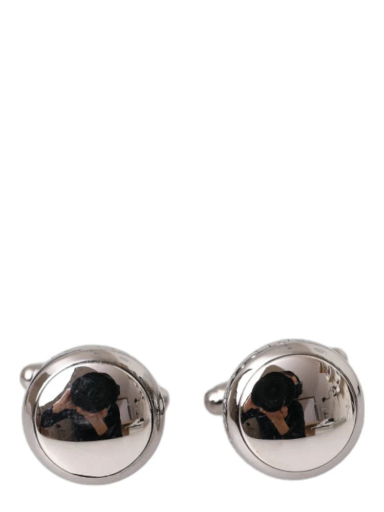 Silver Plated Brass Round Pin Men Cufflinks