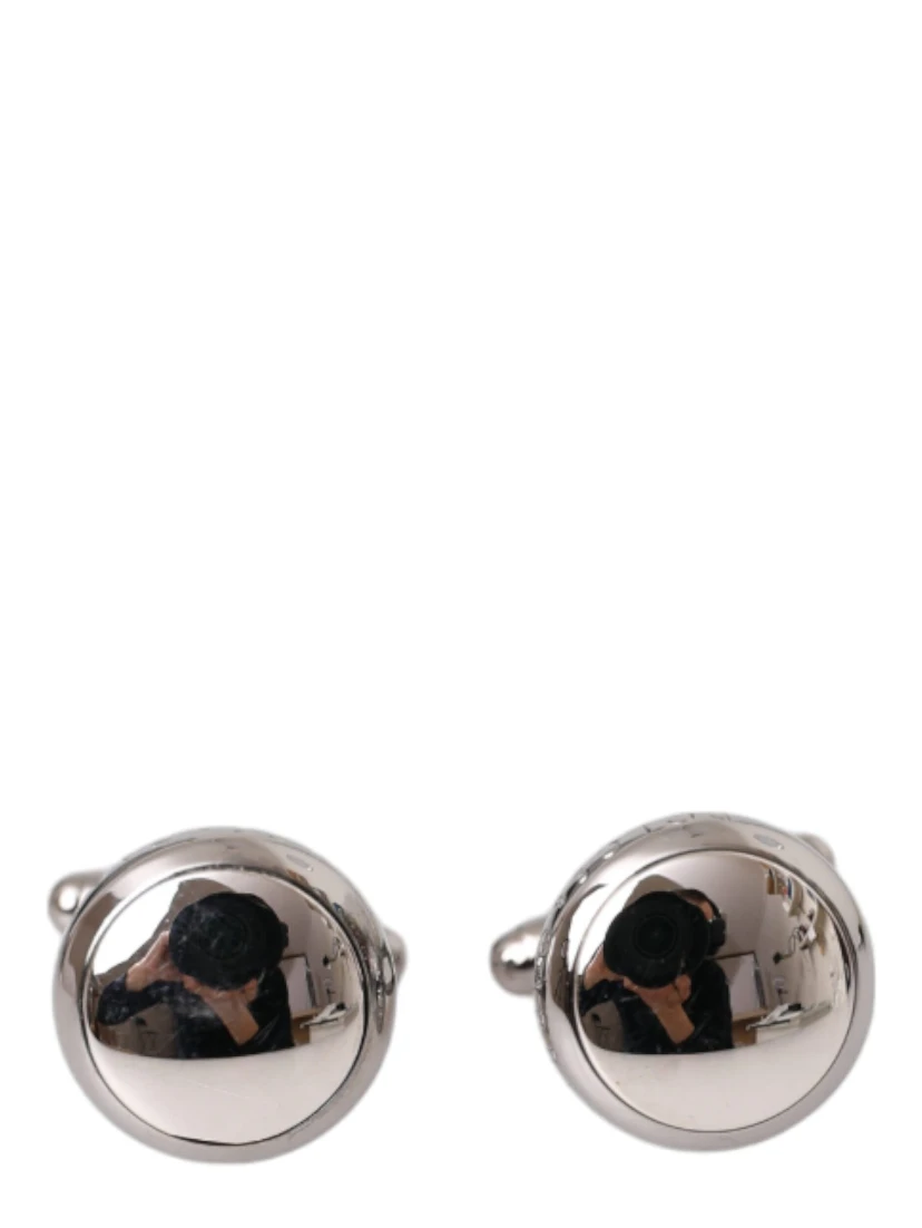 Silver Plated Brass Round Pin Men Cufflinks