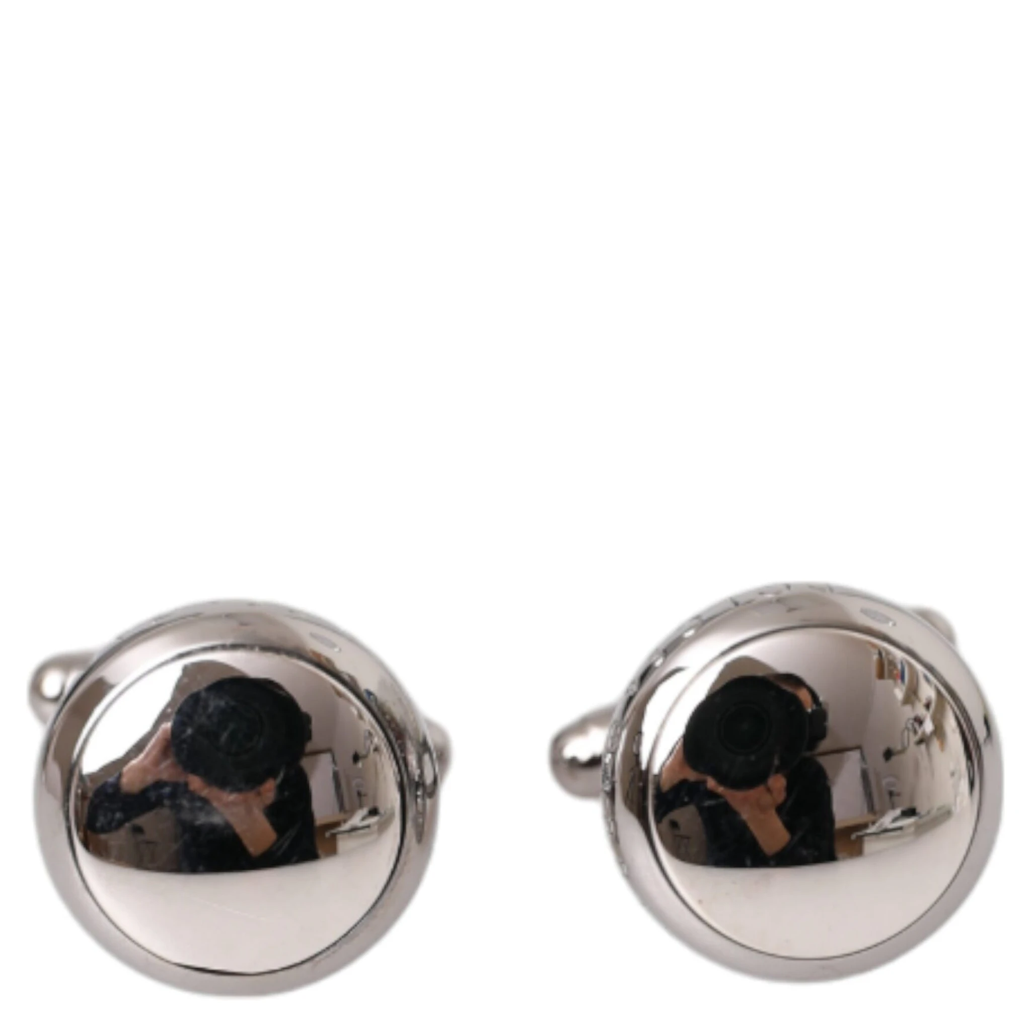 Silver Plated Brass Round Pin Men Cufflinks