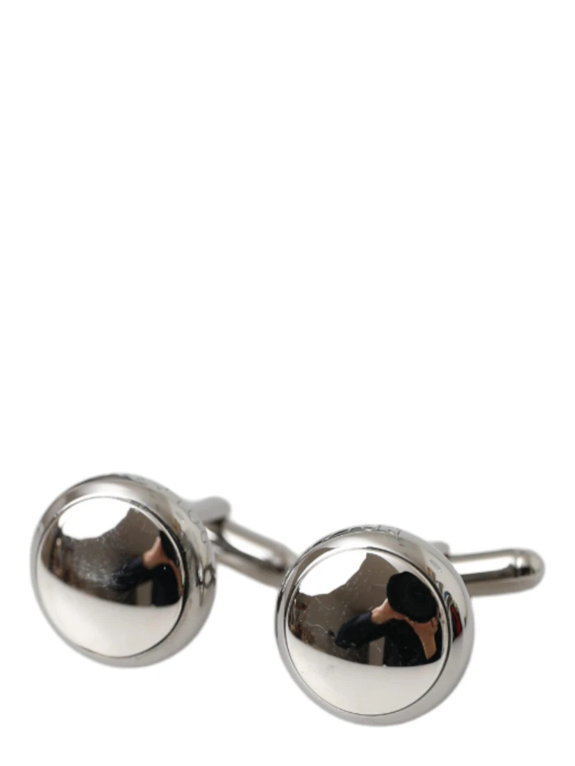 Silver Plated Brass Round Pin Men Cufflinks