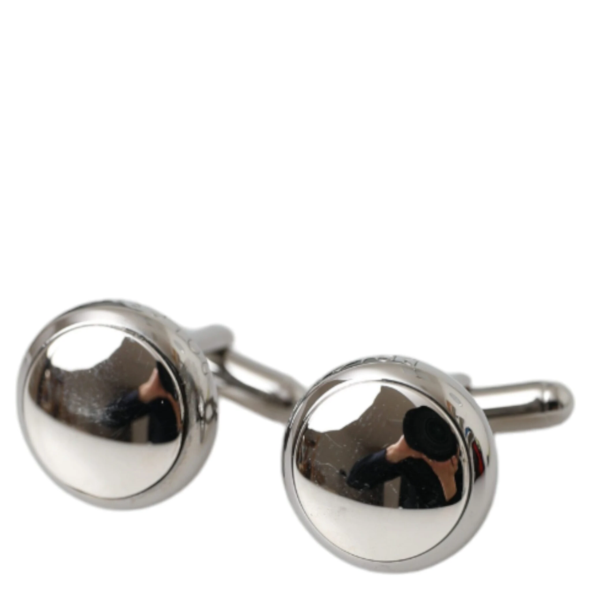 Silver Plated Brass Round Pin Men Cufflinks