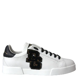 White Leather DG Logo Casual Low Top Sneakers Shoes