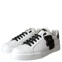 White Leather DG Logo Casual Low Top Sneakers Shoes