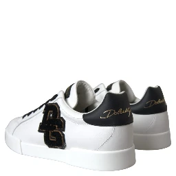White Leather DG Logo Casual Low Top Sneakers Shoes