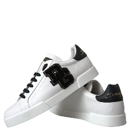 White Leather DG Logo Casual Low Top Sneakers Shoes