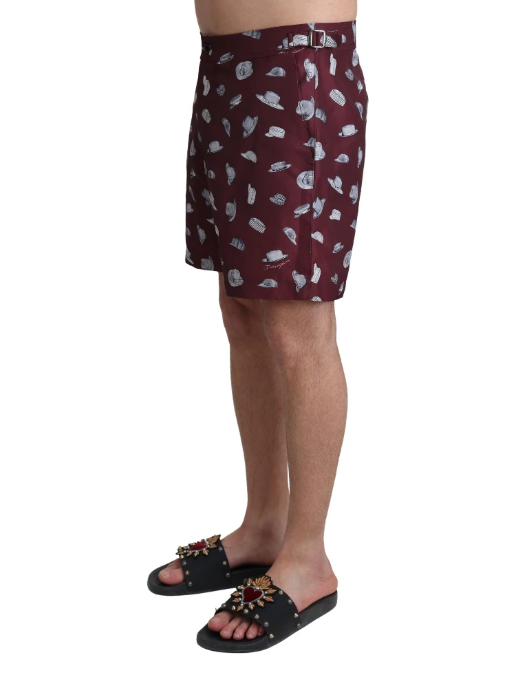 Maroon Hats Print Beachwear Shorts Swimwear alternative