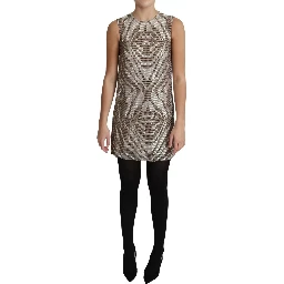 Brown Crystal Shift Mini Zebra Silver Dress