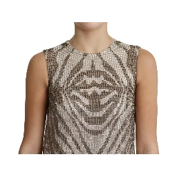 Brown Crystal Shift Mini Zebra Silver Dress