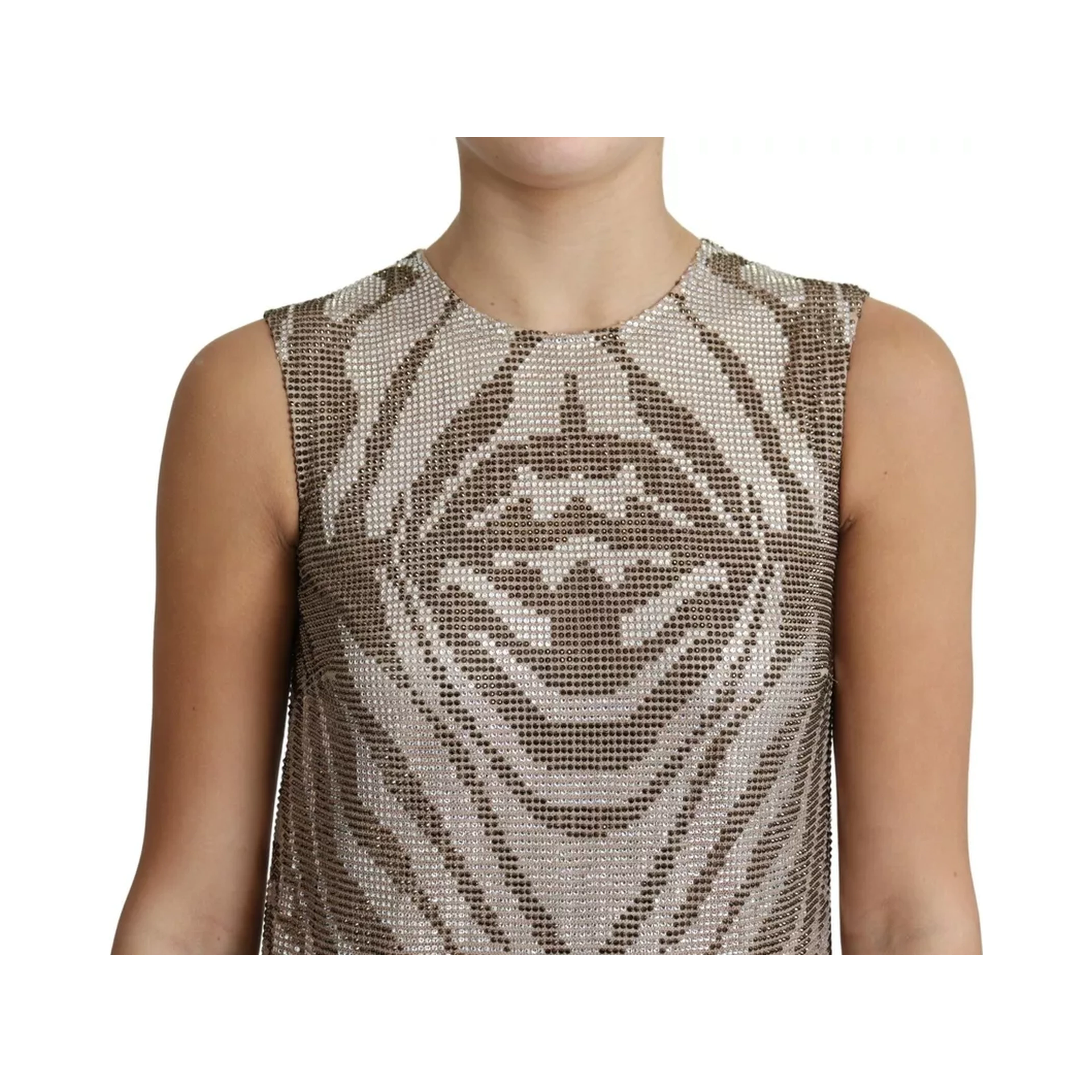 Brown Crystal Shift Mini Zebra Silver Dress