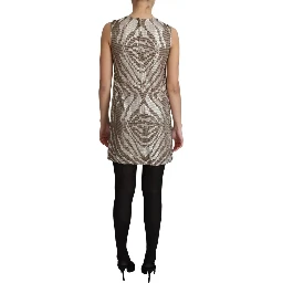Brown Crystal Shift Mini Zebra Silver Dress