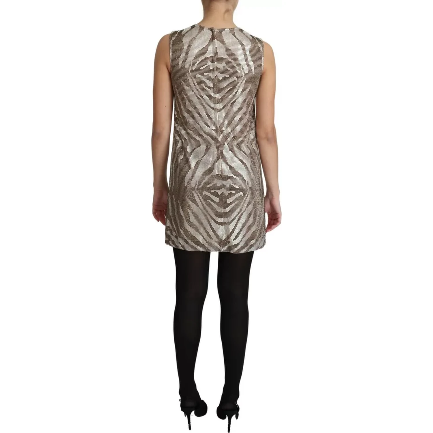 Brown Crystal Shift Mini Zebra Silver Dress