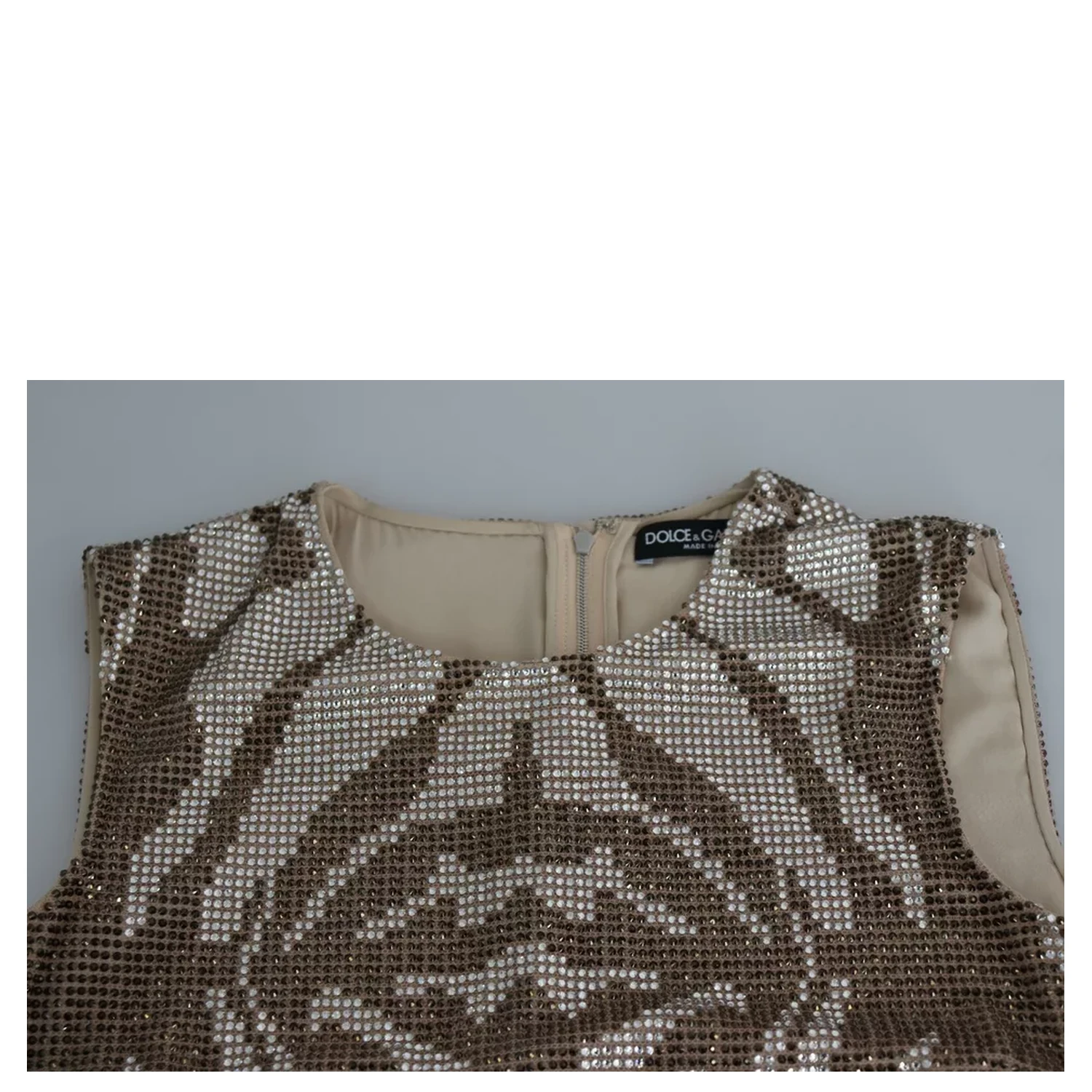 Brown Crystal Shift Mini Zebra Silver Dress
