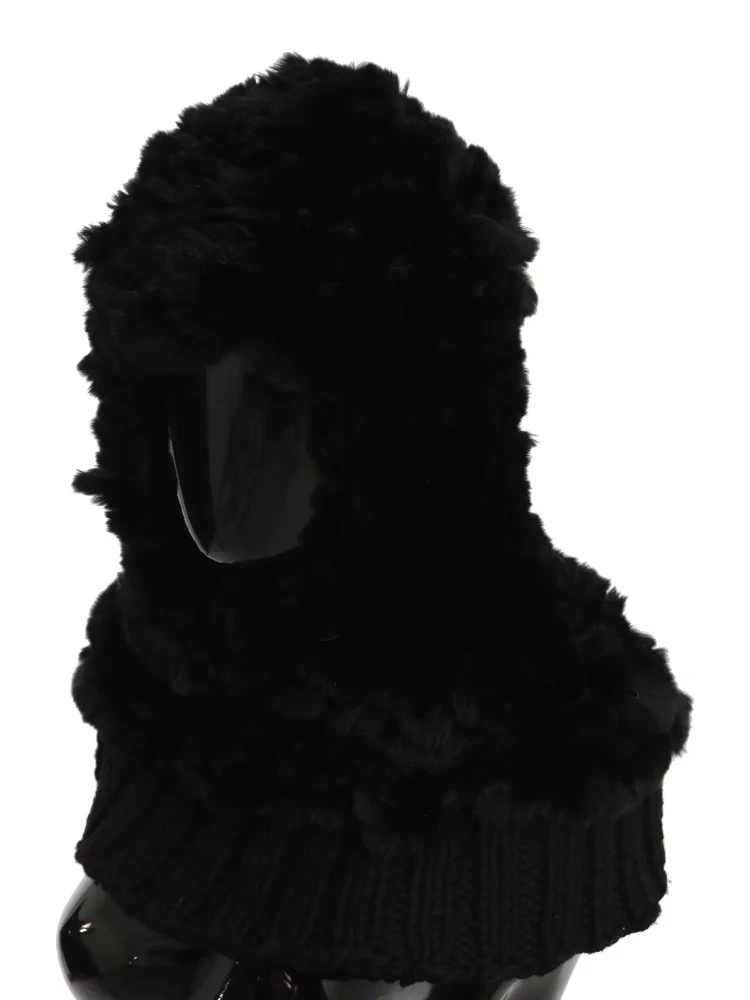 Black Silver Fox Fur Cashmere Hooded Scarf alternative