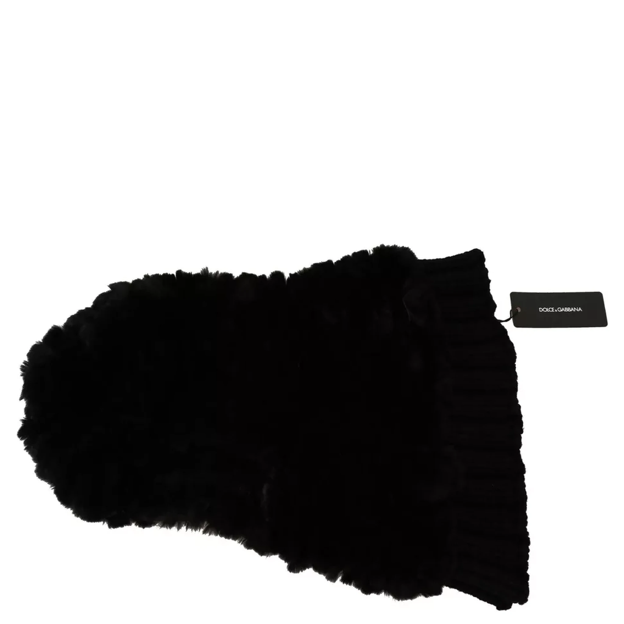 Black Silver Fox Fur Cashmere Hooded Scarf