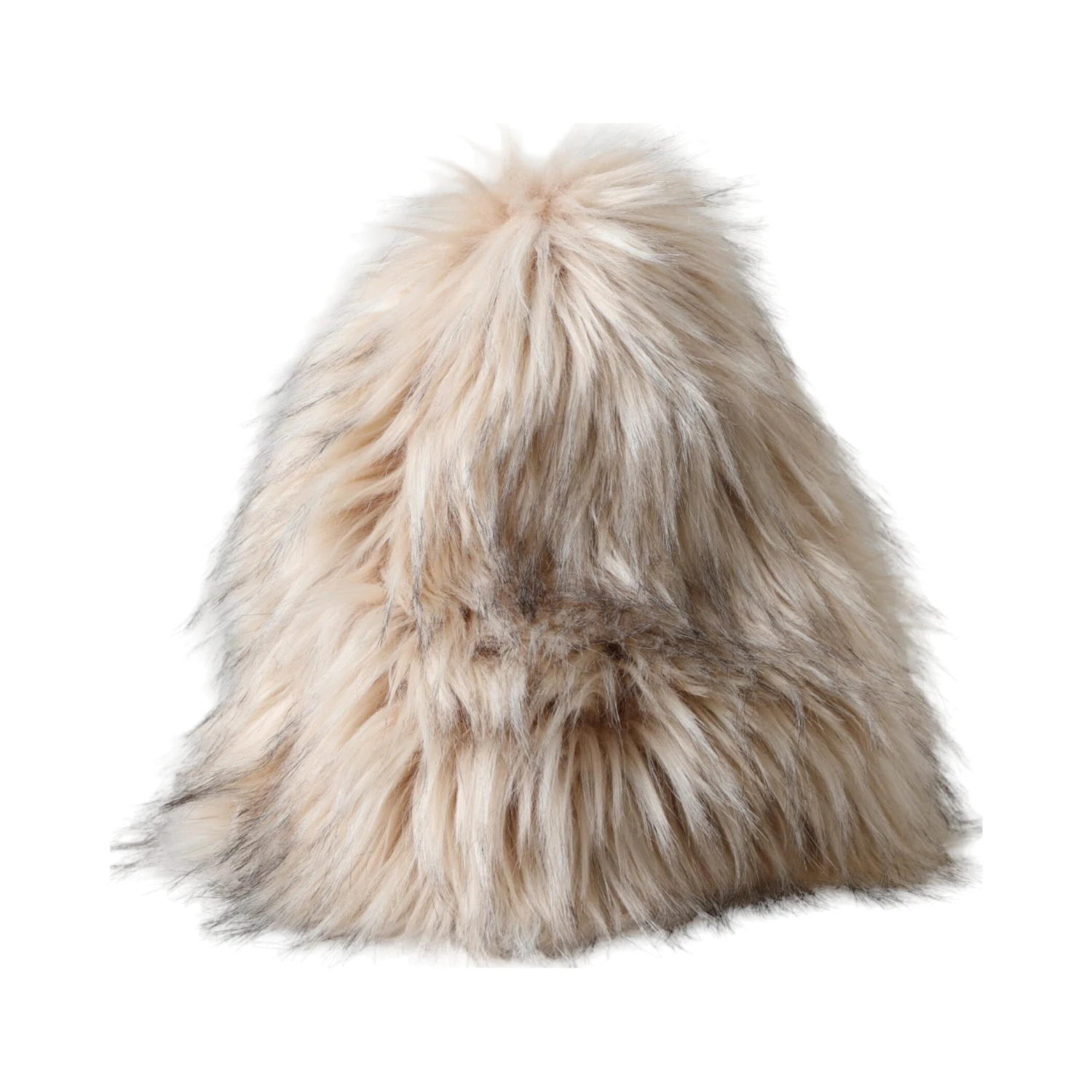 Beige Acrylic Fur Women Bucket Hat
