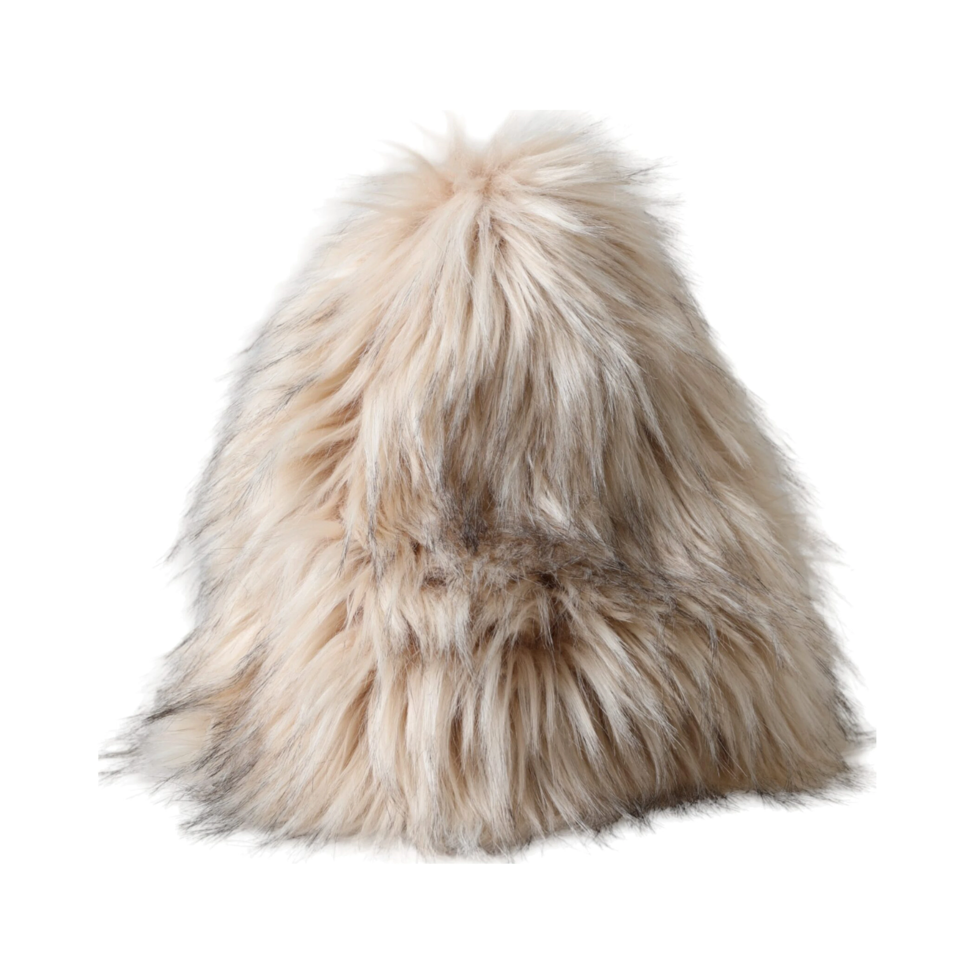 Beige Acrylic Fur Women Bucket Hat