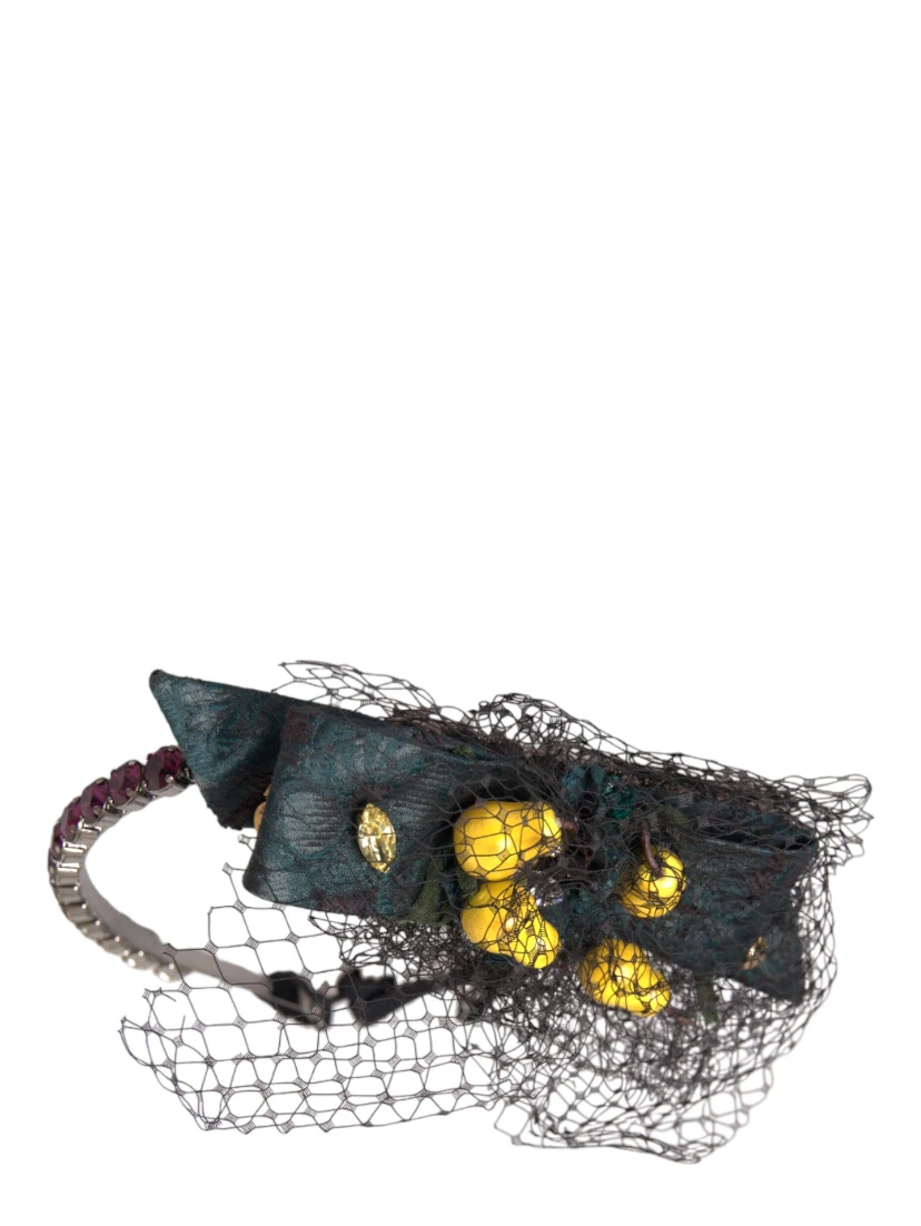 Black Lemons Sicily Purple Crystal Net Headband Diadem