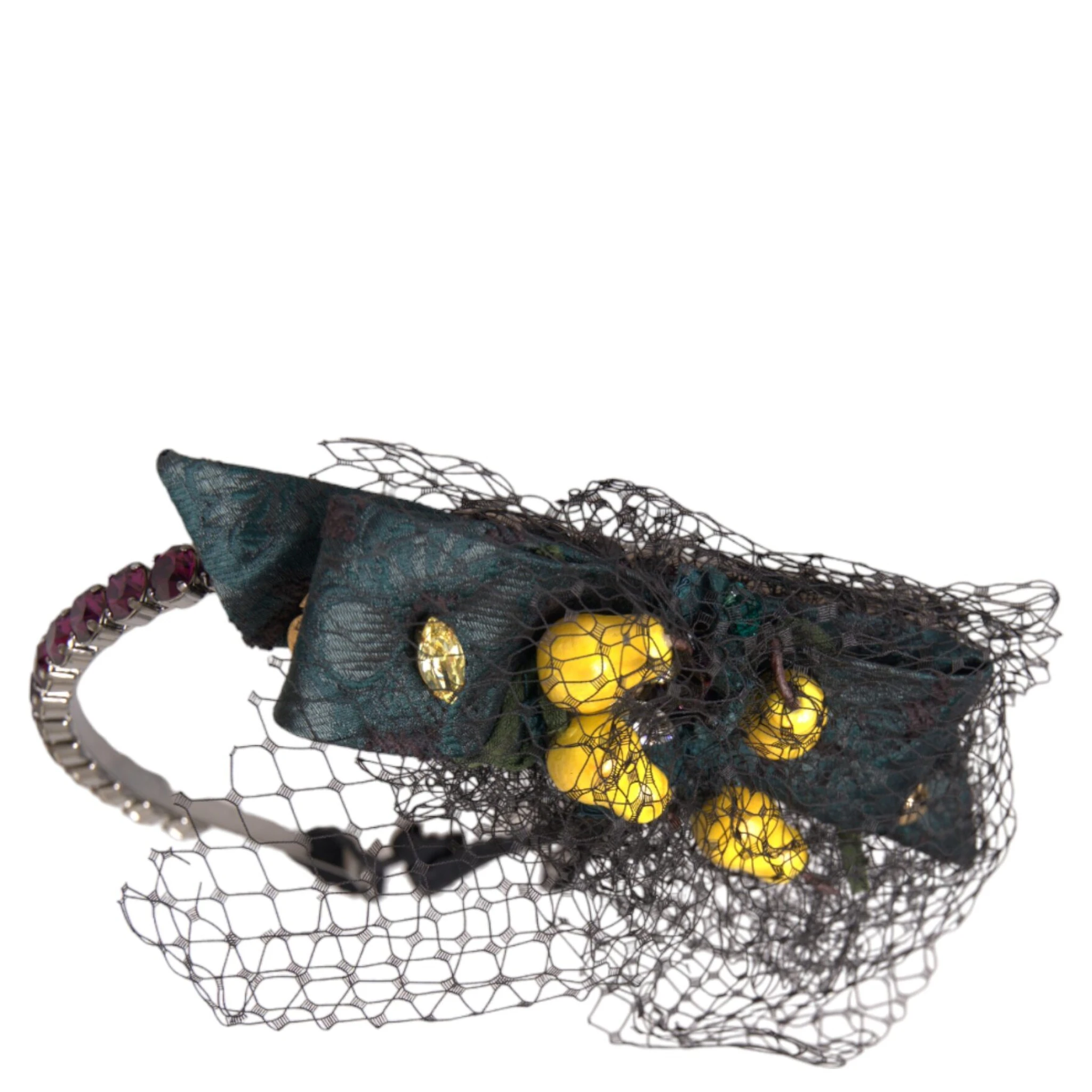 Black Lemons Sicily Purple Crystal Net Headband Diadem