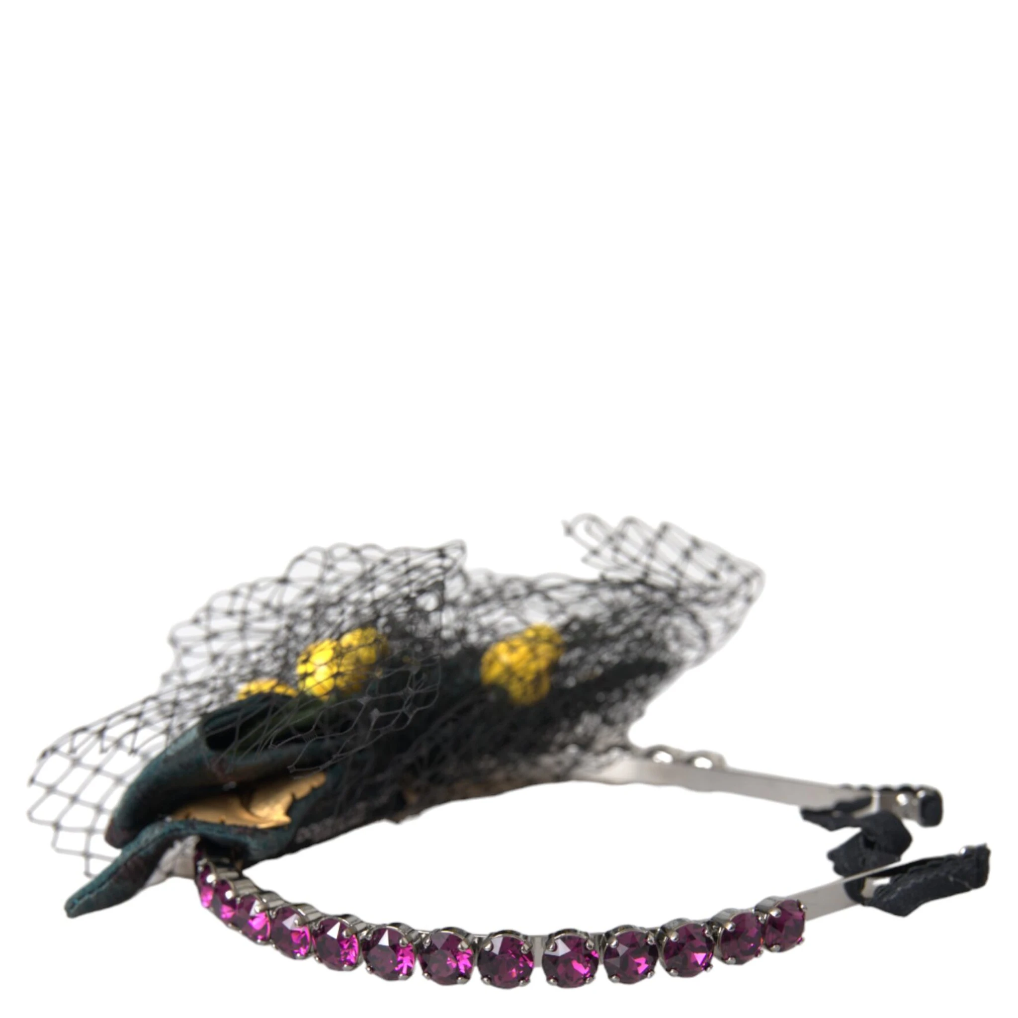 Black Lemons Sicily Purple Crystal Net Headband Diadem