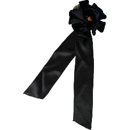 Black Silk Gold Brass Floral Hair Pin Brooch