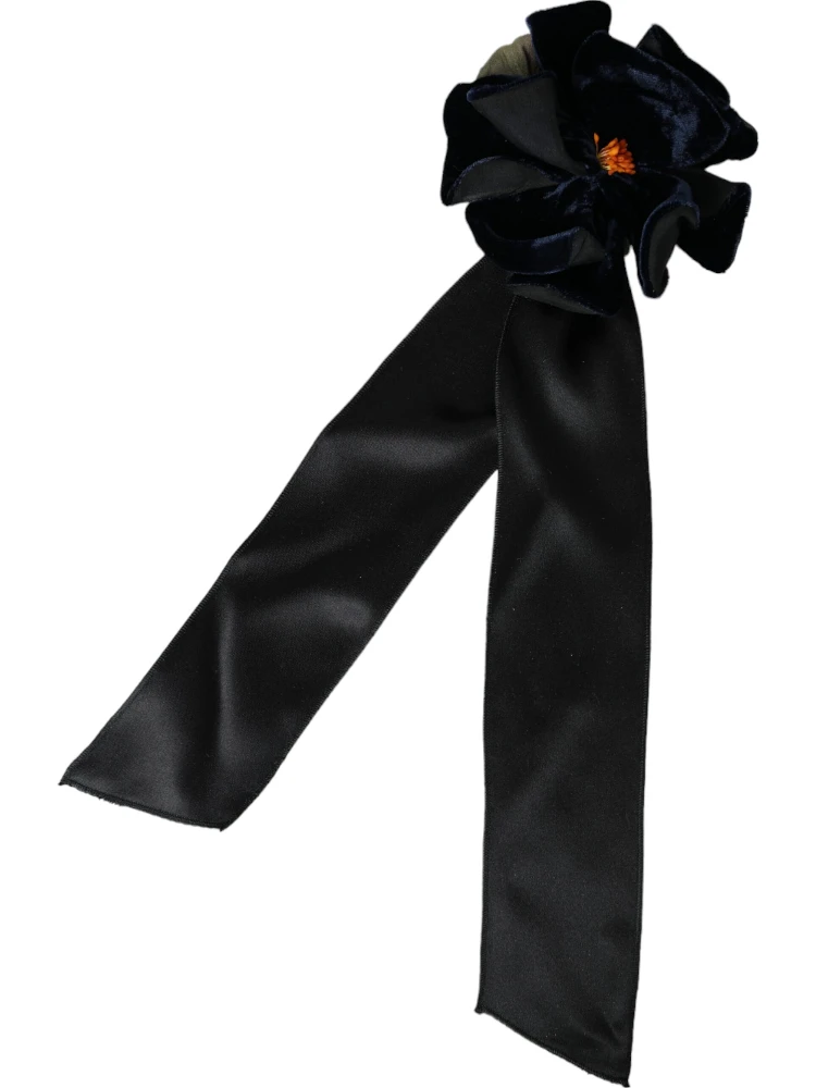 Black Silk Gold Brass Floral Hair Pin Brooch alternative