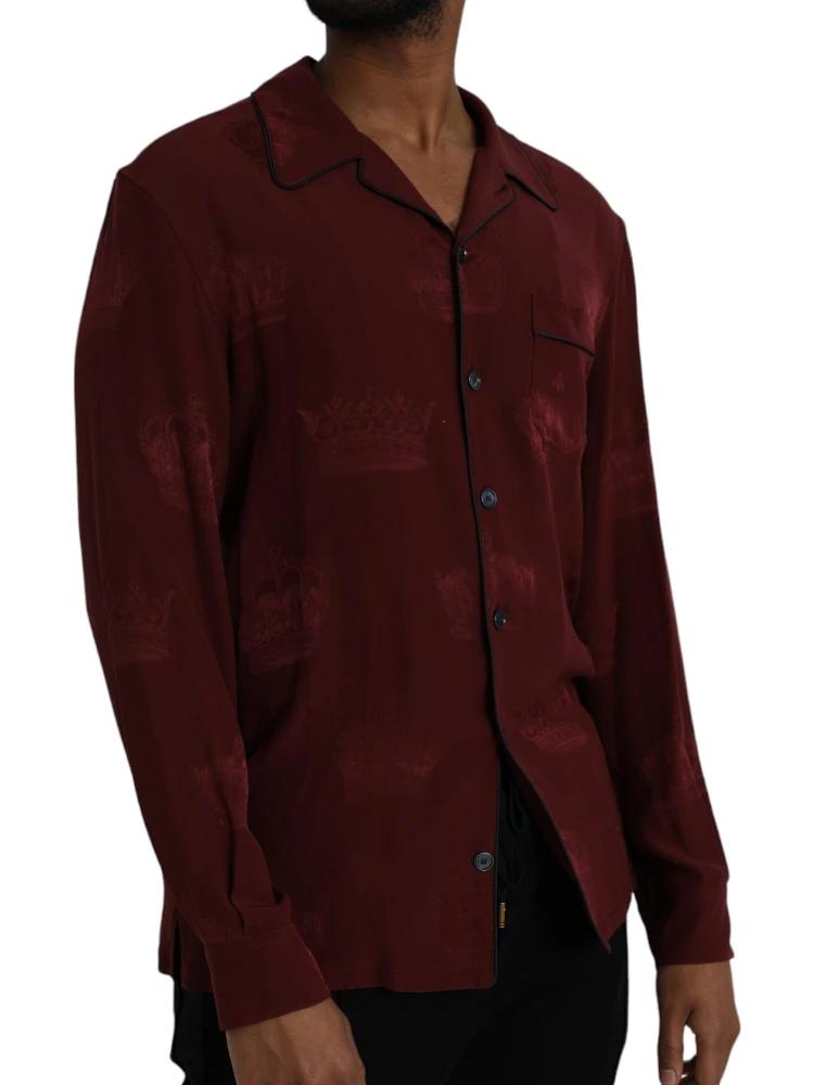 Maroon Crown Jacquard Silk Long Sleeve Shirt alternative