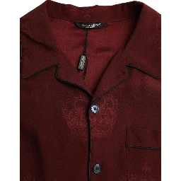 Maroon Crown Jacquard Silk Long Sleeve Shirt