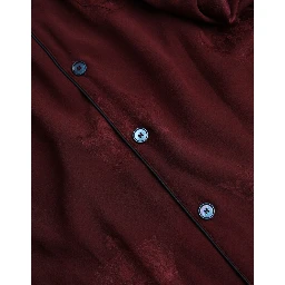 Maroon Crown Jacquard Silk Long Sleeve Shirt