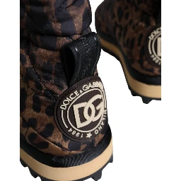Brown Leopard Ankle Boots Padded Shoes